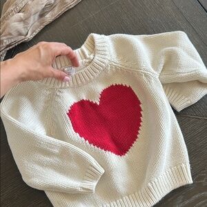 Cozy White Sweater with Red Heart by H&M